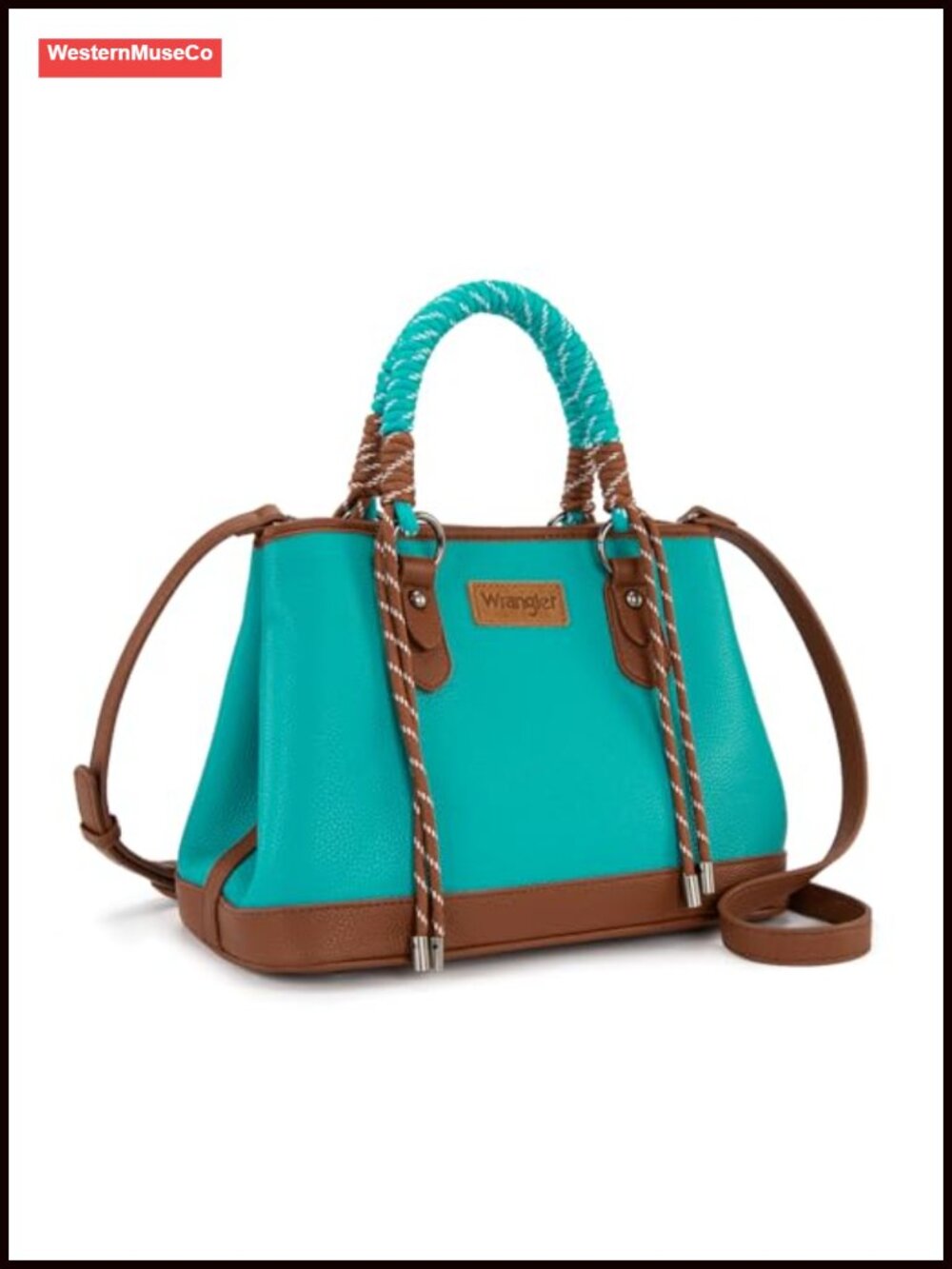 Braided Rope Handle Vegan Leather Tote Satchel Crossbody Bag